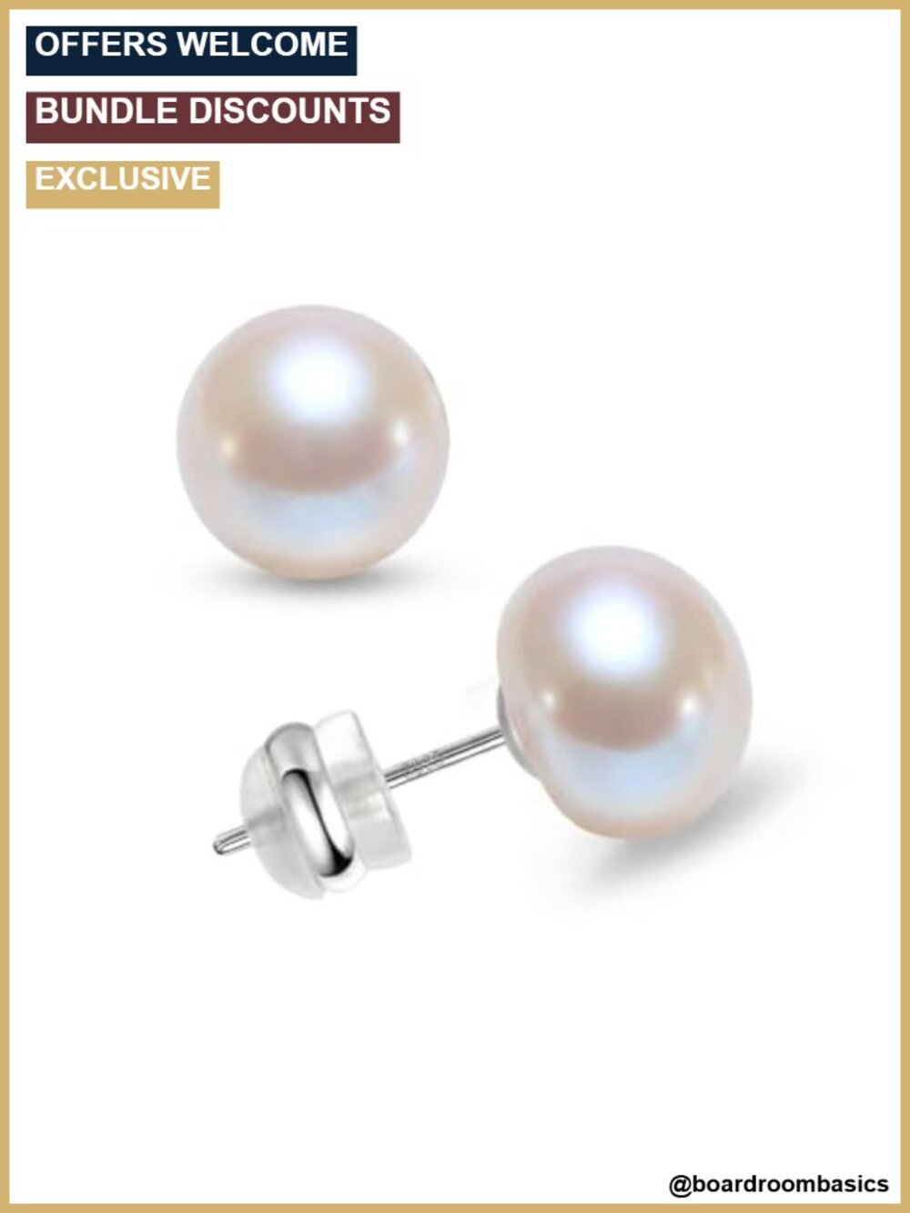 8mm Freshwater Pearl Stud Earrings 925 Sterling Silver Studs for Women
